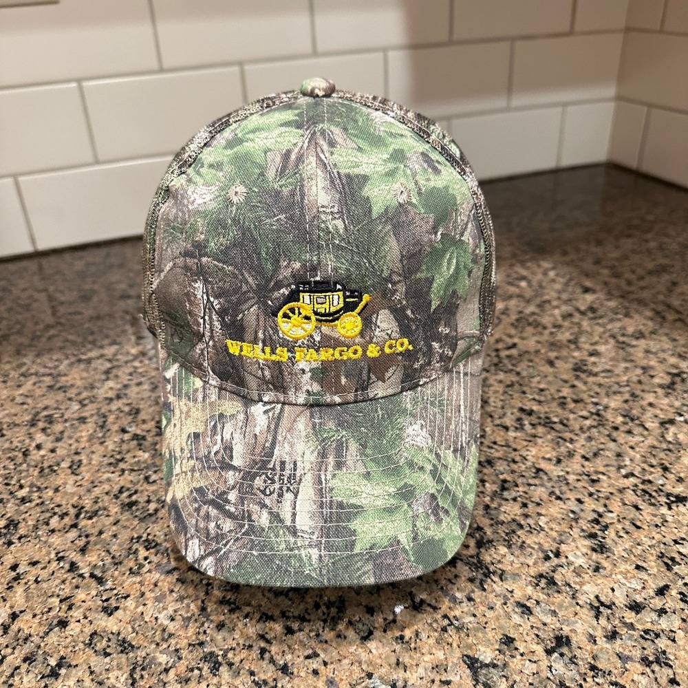 Wells Fargo & Co. Realtree Camo Trucker Hat Adjustable OSFM Men's